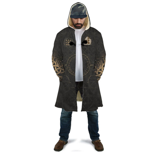 1stIceland Viking Hooded Cloak, Yggdrasil Helm Of Awe Rune Circle K7 - Amaze Style™-ALL OVER PRINT CLOAKS (W)